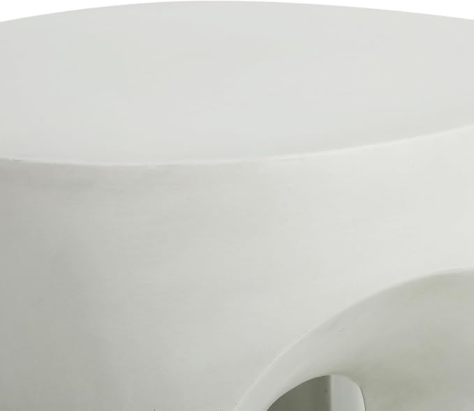 ø18'' Faux Concrete Cement Round Side Table End Table, Modern Contemporary Minimalist Style, MGO Material for Indoor & Outdoor, No Assembly, Antique White