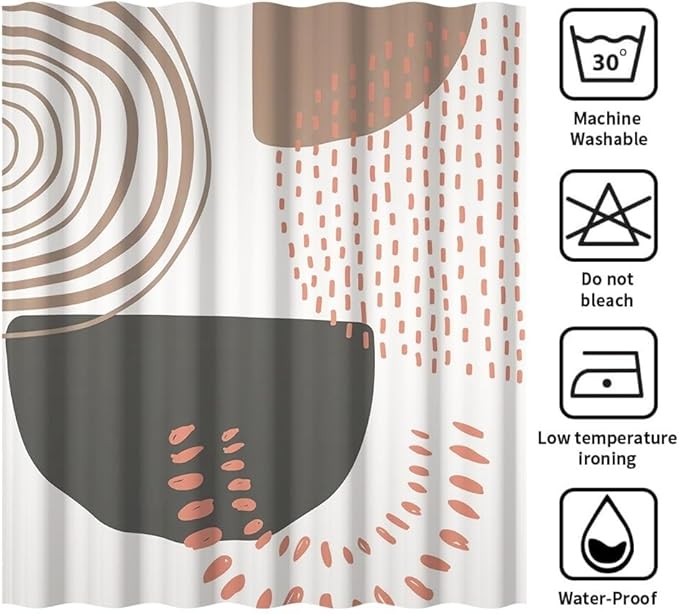 72x72 Inch Modern Boho Shower Curtain for Bathroom Abstract Minimalist Bathroom Set Decor Geometric Stripes Spots Chic Aesthetic Bathtub Curtains Washable Waterproof Polyester Fabric with Hooks