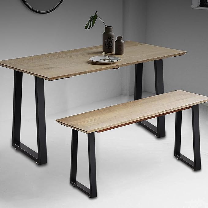 22 Inch Coffee Table Legs Black Metal Bench Legs Trapezoid Heavy Duty Table Legs DIY Project for Coffee Table, Bench, Black, Set of 2
