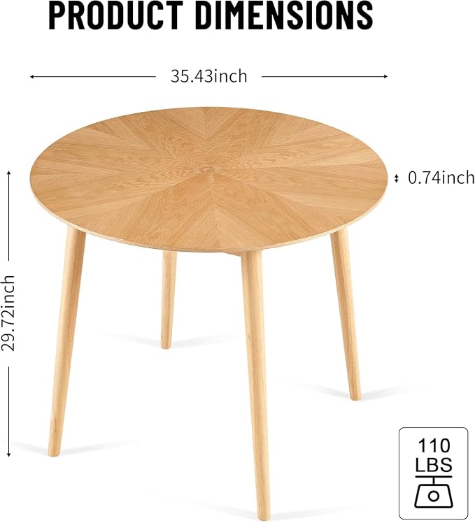 3-Piece Dining Table Set, Round Breakfast Dinner Table with Solid Wood Veneer Tabletop, Compact Table & Chairs, Dark Grey