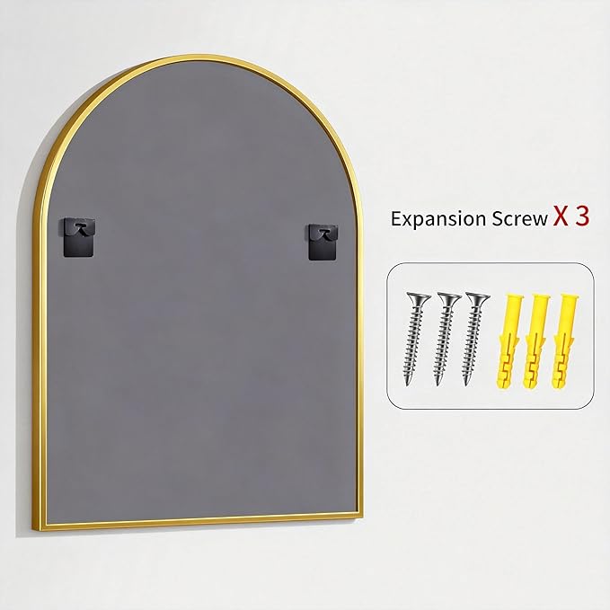CIRCUMI Arched Wall Mirror, 36"x48" Gold Arched Mirror with Tempered Glass, Metal Frame, Large Size for Bathroom, Living Room,Entryway,Over Sink, Arch Mirror for Decor,Shatterproof&Crystal-Clear