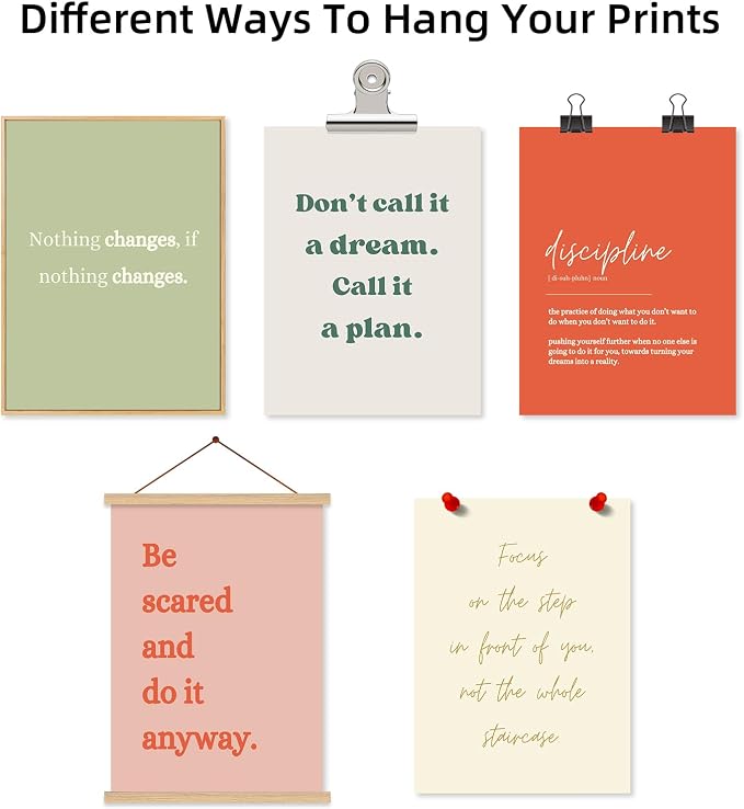 Office Wall Art Motivational Posters Inspirational Quote Canvas Wall Decor Office Positive Pictures Inspirational Classroom Art Motivational Work Prints for Gym Home 12x16 Inch Unframed Set of 6