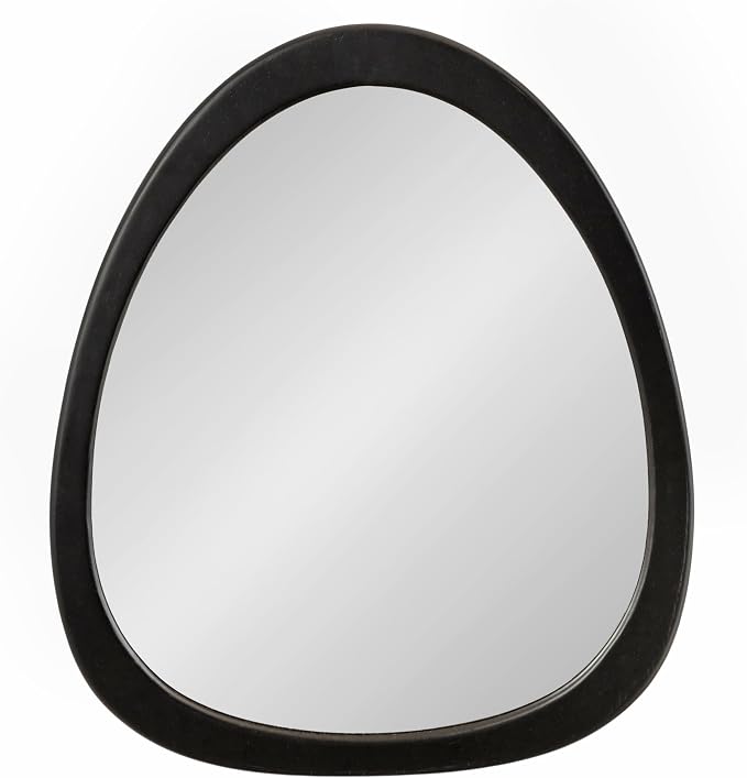 Kate and Laurel McKinder Mid-Century Asymmetrical Wood Wall Mirror; 24 x 28; Black; Decorative Geometric Irregular Mirror with Robust Wooden Frame and Mid-Century Mirror Look