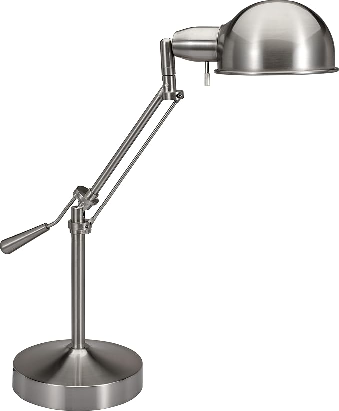 V-LIGHT Pharmacy Style CFL Desk Lamp with Height-Adjustable Tilt-Arm Feature, Brushed Nickel (VS687372BN)