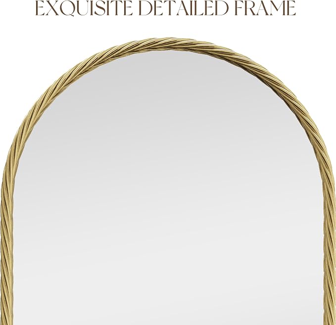 Uniclinens Gold Arched Mirror Decor - Large Vintage Mirror Decor with Twisted Rope Metal Frame,Antique Mirror for Fireplace, Living Room, Hallway, Bathroom,Entryway, 24"X36"