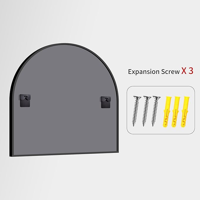 CIRCUMI Arched Wall Mirror, 42"x42" Black Arched Mirror with Tempered Glass, Metal Frame, Large Size for Entryway Table, Mantel,Living Room,Over Sink,Arch Mirror for Decor,Shatterproof&Crystal-Clear