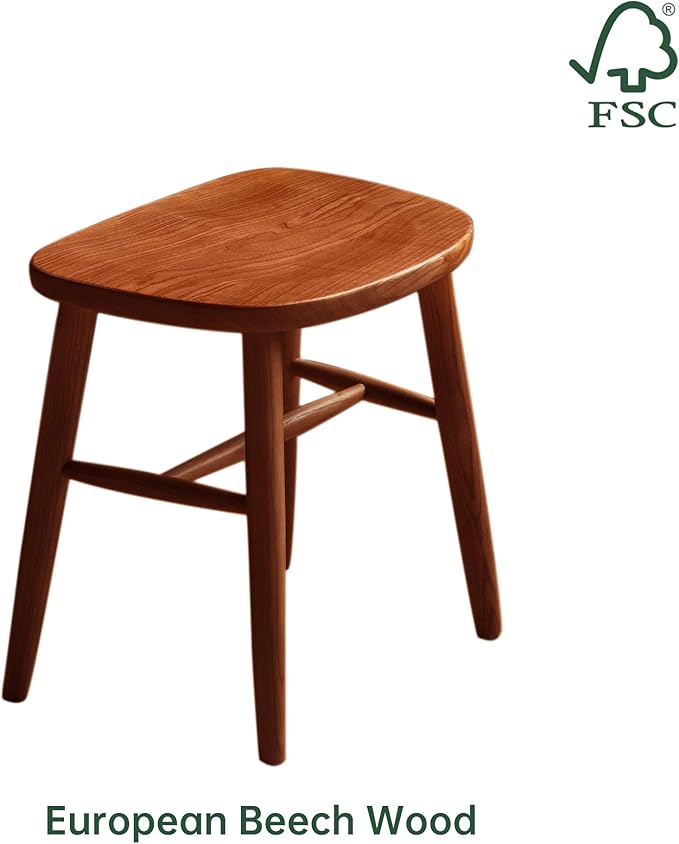 YESWOOD Small Vanity Stool Chair, Solid Wood Makeup Chair, Vintage Shoe Bench for Bedroom, Dining Room, Entryway