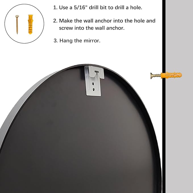 Sunniry Circle Mirror 26 inch, Black Round Mirror, Round Bathroom Mirrors Matte Metal Frame, Circle Mirrors for Living Room, Bathroom, Wall, Hallway.