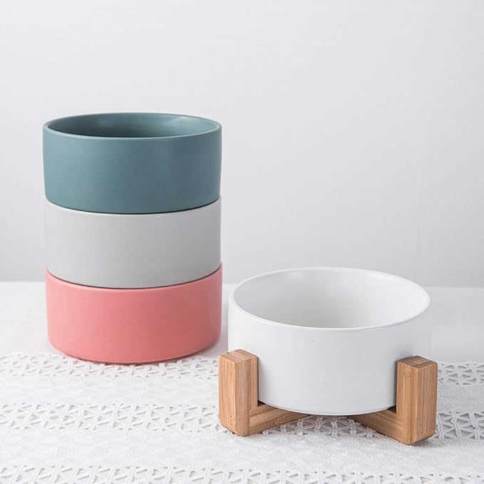 MINGZHE Ceramic Outdoor Planters,Flower Pot with Wooden Stand Indoor Display Rack Succulents Pots Round Planters for Indoor Plants(#2)
