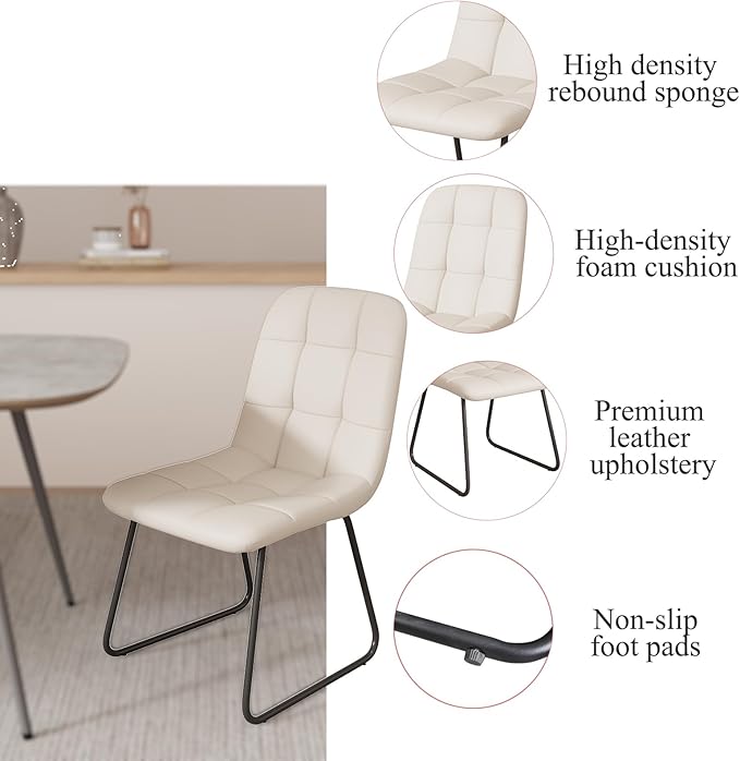 47.2'' Dining Table Set for 2,Modern Wood Dining Table,Leather Dining Chairs 2,Table and Chairs Set of 2,Ideal for Kitchen Dining Room (Walnut Color Table + 2 White Chairs)