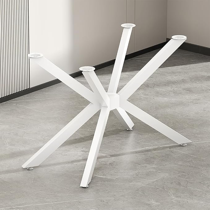 Modern Table Base 29" Metal Dining Table Legs with Suction Cups, Desk Base for Marble,Glass,Wood Top, Furniture Legs for Coffee Table, Home,Kitchen, Office (White)