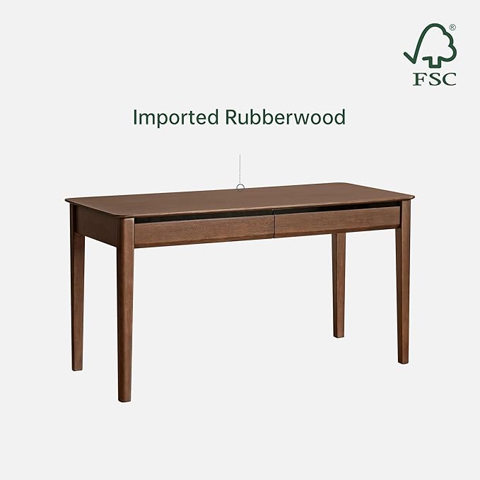 Retro Solid Wood Computer Desk, Office Writing Desk with Storage Drawers for Home Office, Study, Bedroom 47.24" W