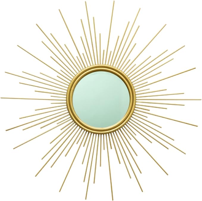 24'' Gold Sunburst Wall Mirror Boho Home Decor Mordern Round Hanging Wall Art for Living Room/Bedroom/Bathroom/Entryway