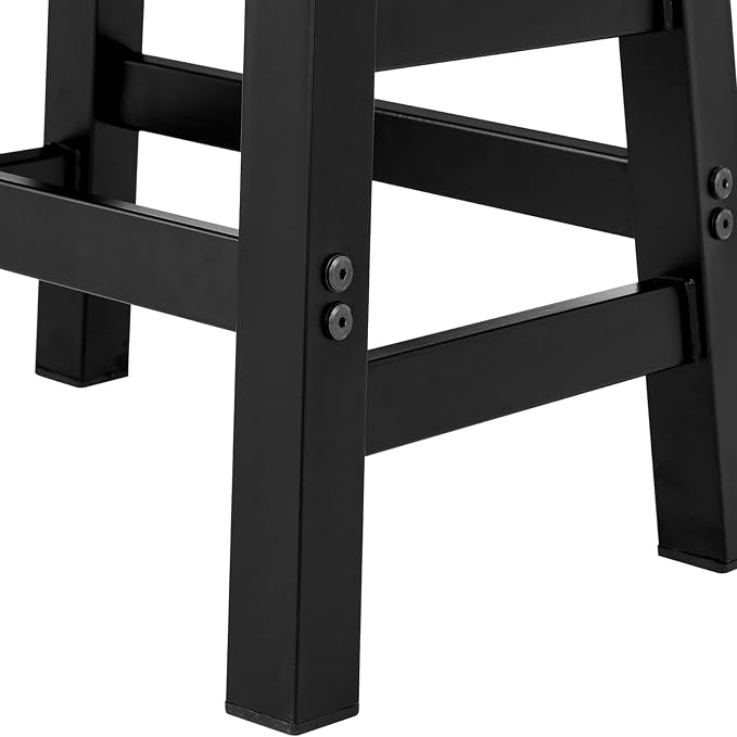 Alaterre Furniture Pomona Rustic Industrial Barstool – 20” Backless Counter Stool with Solid Pine Wood Seat and Black Metal Legs – Farmhouse Seating for Dining Room, Kitchen, or Office (Natural/Black)