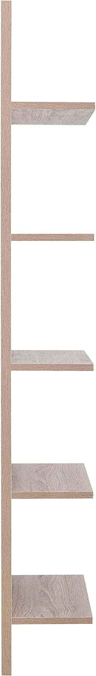 Danya B. Narrow Decorative Wall Mount Vertical Shelving Unit – Modern Column with 5 Shelves Home or Office for Books, Décor Display (Oak)