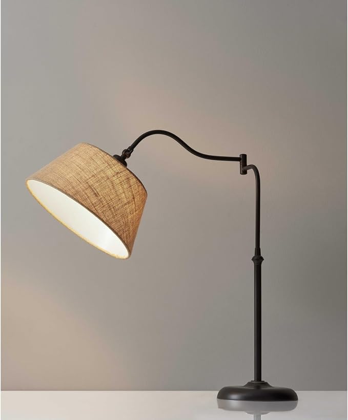 HomeRoots Dark Bronze Metal Swing Arm Adjustable Table Lamp