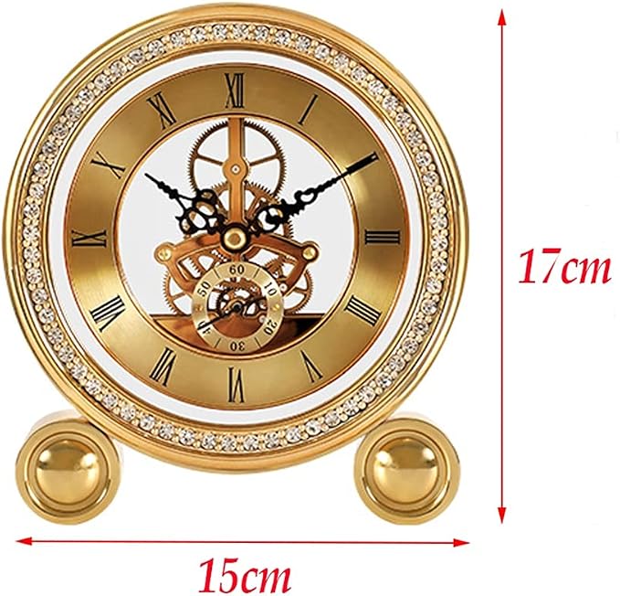Brass Vintage Table Clock Luxury Living Room Office Quartz Alarm Home Decoration Retro Desk Watch Gift
