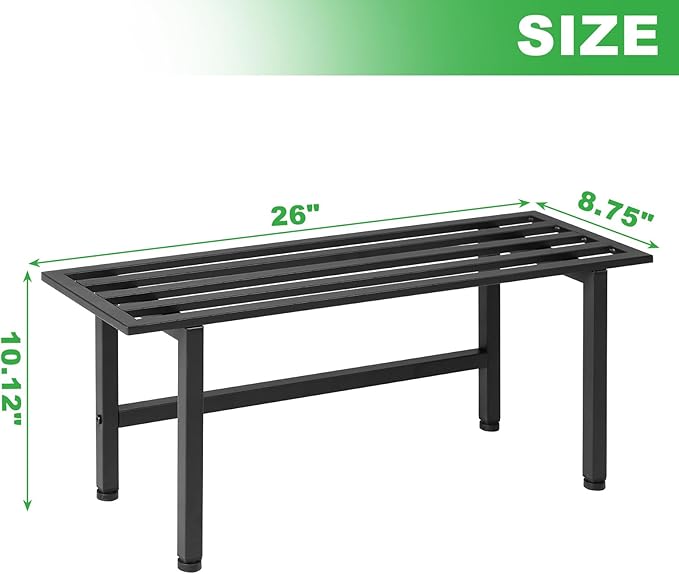 2 Pack Metal Plant Stand Outdoor Plant Shelf Indoor,1 Tier Heavy Duty Plant Stands for Multiple Plants,26" L x 10.12" H x 8.75" W,Black