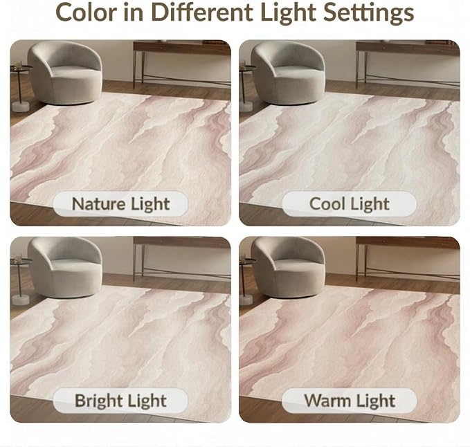 8'x10' Washable Modern Wave Area Rug, Cream Foldable Oversized Carpet for Living Room, Under Sectional, Family Room, Non-Slip Flatwoven Floor Covering | Ref:2208258