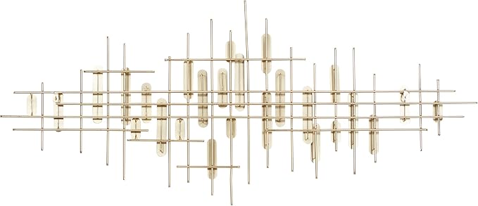 CosmoLiving by Cosmopolitan Metal Geometric Home Wall Decor Geometric Layered Wall Sculpture, Wall Art 58" x 2" x 25", Gold