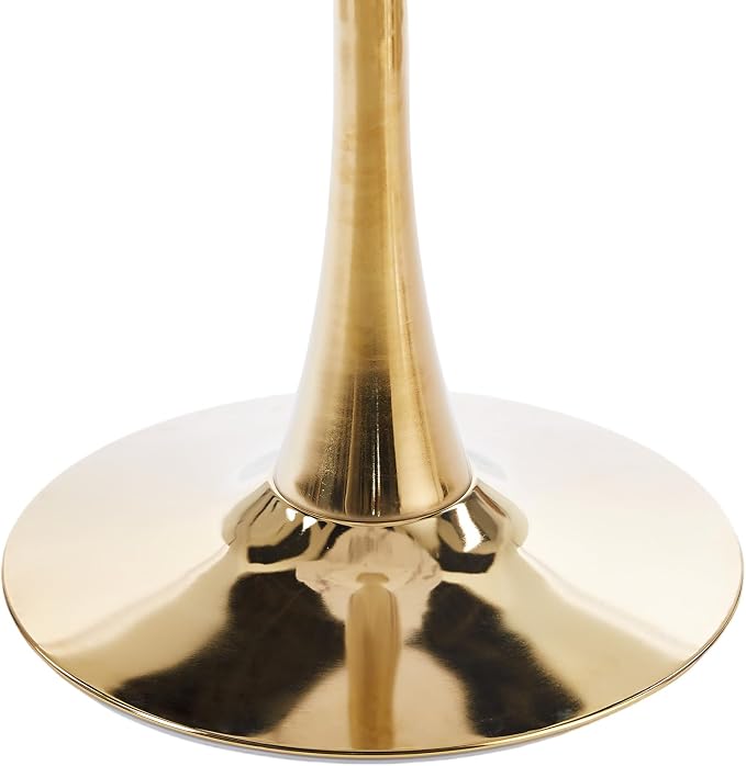 24" Square Tulip Dining Table, White & Gold Modern Pedestal Table for 2-4, Luxury Small Dining Table for Kitchen, Apartment, Bistro, Cafe, Mid Century Modern Design