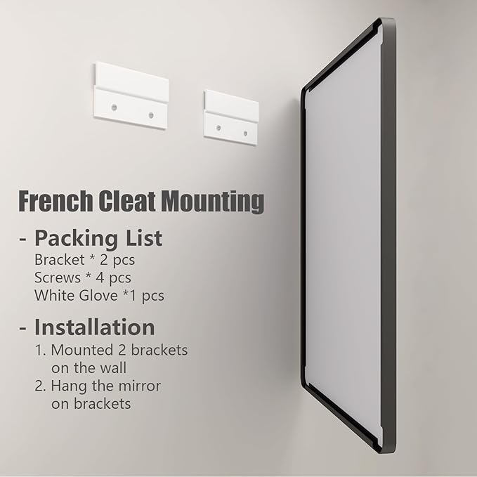 26x36 Inch Black Metal Framed Bathrrom Mirror for Wall, Matte Black Rectangle Mirror, Rounded Corner, Anti-Rust (Horizontal/Vertical)