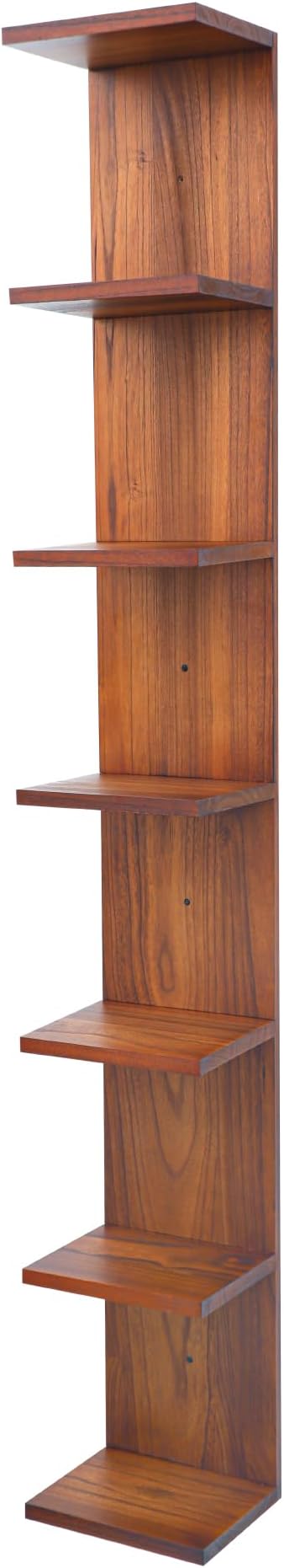 7 Tier Wall Shelf Unit,Vertical Column Floating Storage Home Decor Organizer,Walnut Lack Wall Shelf for Bedroom,Living Room,Office Decor(1 Pack)