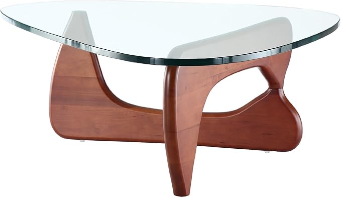 EMODERN FURNITURE eMod - Noguchi Triangle Coffee Table Glass Top (Cherry)