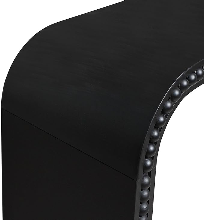 Wood Console Table, 59" Retro Long Sofa Table Behind Couch with Real Wood Beads Decor, Wooden Narrow Sofa Table Hall Table for Living Room Foyer Entrance Entryway, Black