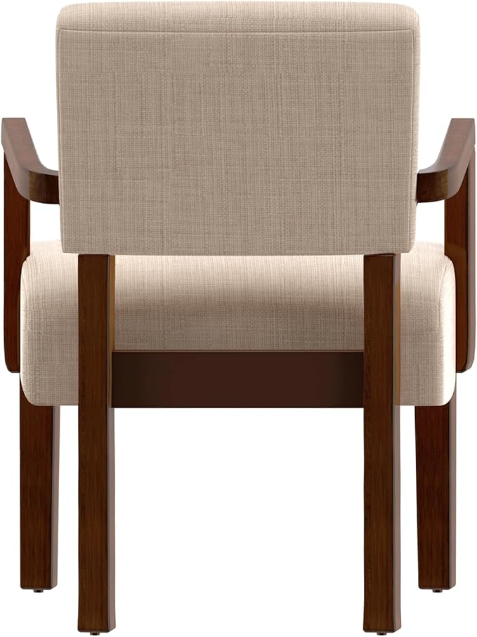 Accent Chair,Armchairs with Solid Wood Frame and Legs,Upholstered Reading Leisure Chair for Bedroom,Office,Waiting Room (Linen, Beige, One Chair)