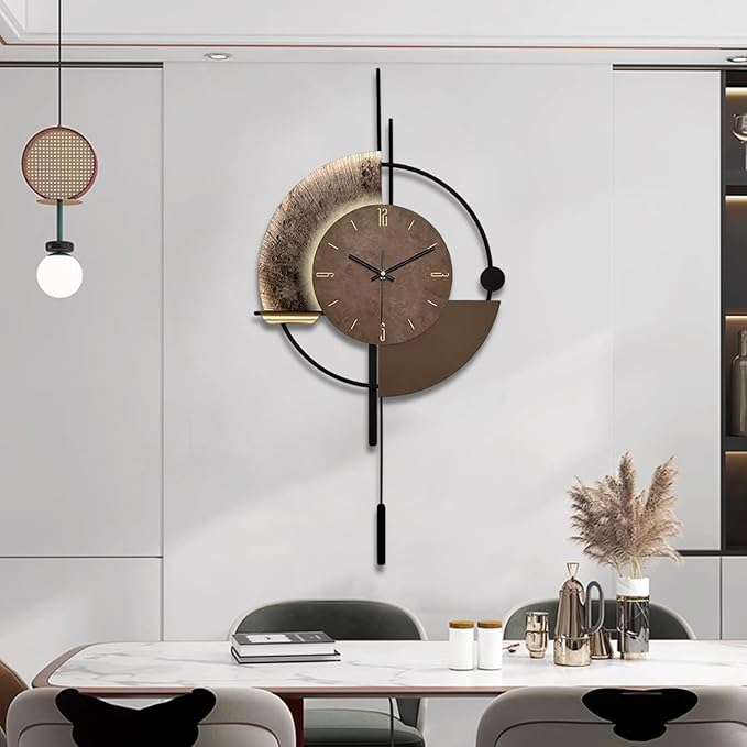SIN&MI Wall Clock,Decorative Wall Clocks with Pendulum,Silent Quality Quartz Clock Battery Operated,Large Clock for Living Room,Kitchen,Home,Bathroom,Bedroom Wall Decor,18.9 * 34.2inch