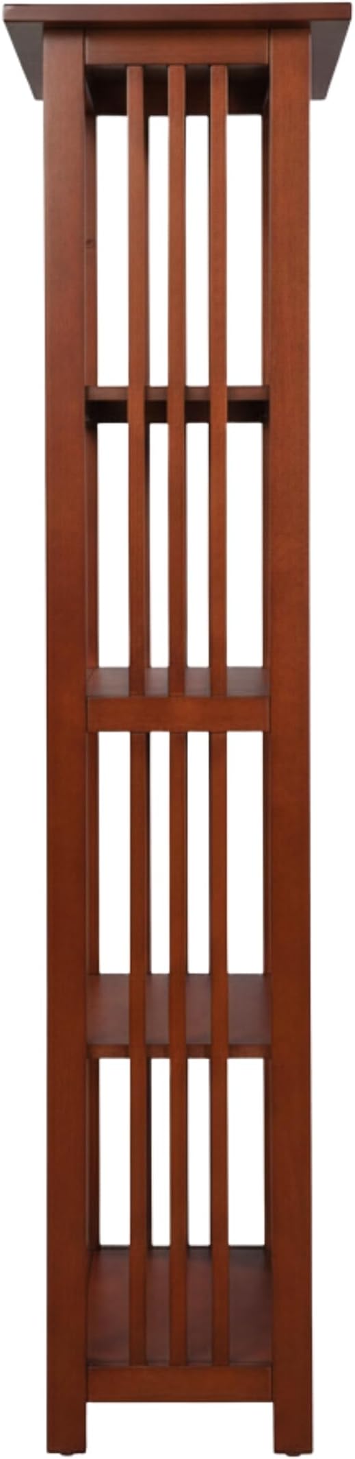 Alaterre Furniture Mission 4-Tier Bookcases with Adjustable Shelves – Mid-century Modern 60-Inch Wood Bookshelf for Living Room, Bedroom or Home Office (Cherry)