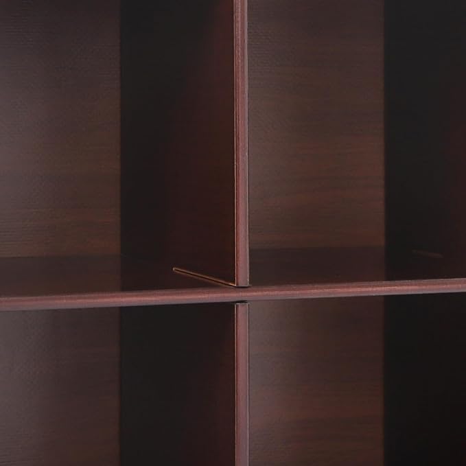 4-Cube Pine Wood Storage Organizer, Solid Wooden Bookshelf with Back Panel, 11in Shelf Opening Bookcase, Freestanding for Living Room, Bedroom, Office - Dark Brown (23.6 x 11.8 x 23.6in)