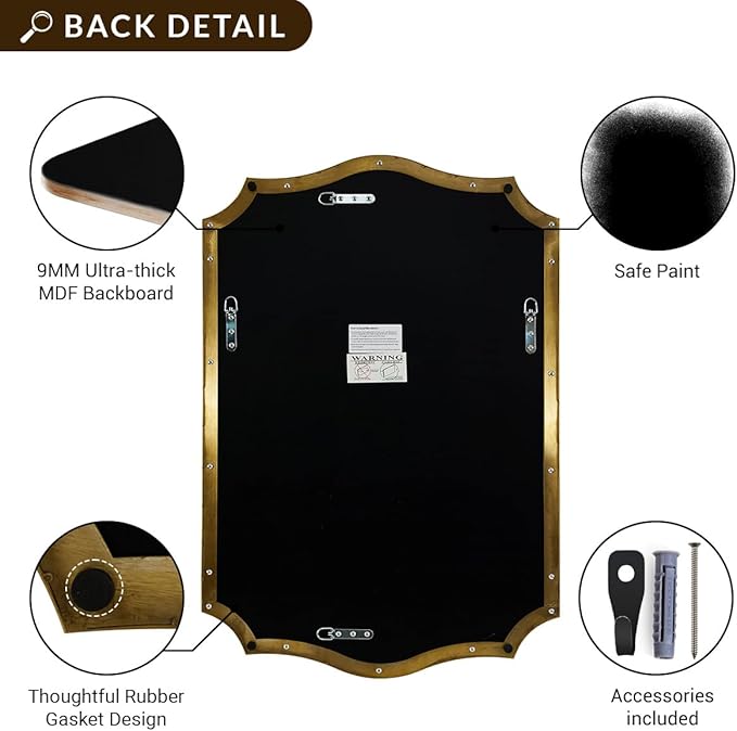 ANDY STAR Gold Vanity Mirror, 22x30 Inch Brushed Gold Mirror for Bathroom, Unique Rectangle Mirror in Rust-Proof Stainless Steel 1" Frame, Ideal for Bathroom, Powder Room, Mantel