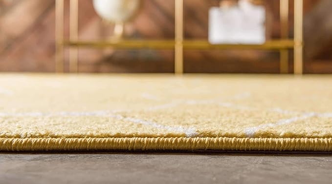 Unique Loom Trellis Frieze Collection Area Rug - Geometric (7' 10" Square, Yellow/ Ivory)