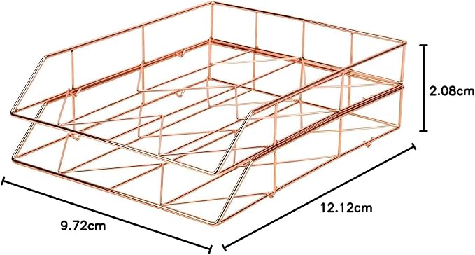 U Brands Desktop Letter Tray, Rose Gold Wire Metal - 855U03-12