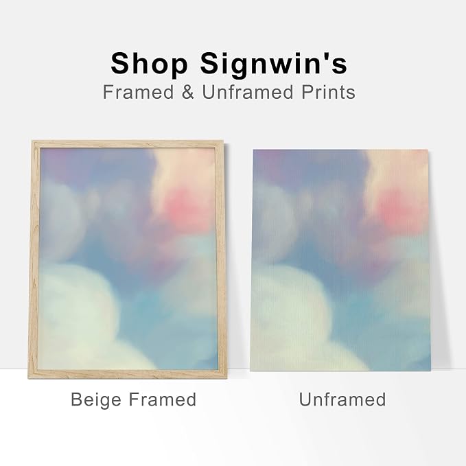 SIGNWIN Poster Bathroom Decor 8"x10"x 4, Wall Art Room Decor Multicolor for Living Room, Bedroom, Office White Pastel Watercolor Rainbow Sky Clouds Abstract Geometric Illustrations Colorful