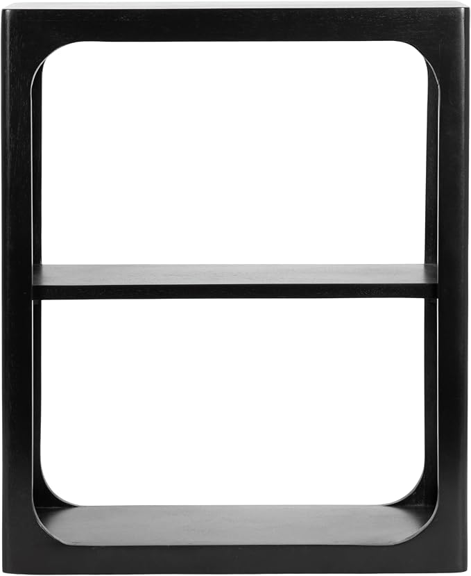 Kate and Laurel Dahl Modern Mango Wood Tiered Wall Shelf, 18 x 7 x 22, Black, Decorative Over The Toilet Shelf for Use as Bathroom Storage or Living Room Display Shelving