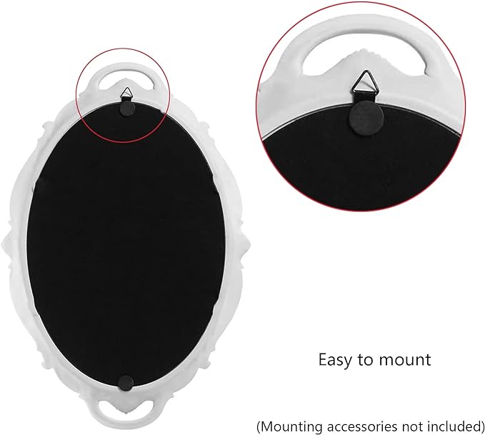 Eaoundm 14.5 x 10 inchs Oval Antique Decorative Wall Mirror Vintage Hanging Mirror (White 2 Pcs)
