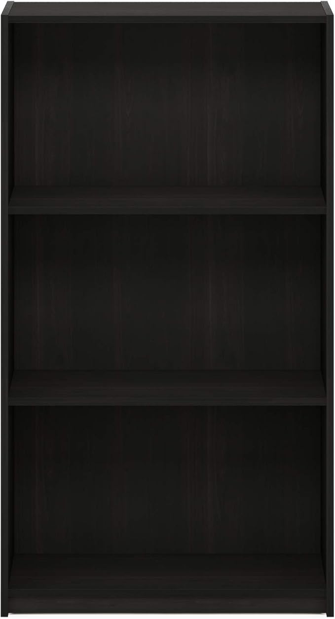 Furinno BASIC Book Shelf, 3-Tier Bookshelf with Open Shelves, Standing Bookcase, 9.3" x 21.8" x 39.5", for Organization and Storage, for Living Room, Bedroom, Home Office, Espresso