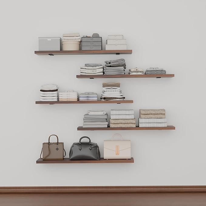 5 Tier Book Shelf,Long Floating Shelf for Wall 36 inch,Wall Mounted Bookshelf with Heavy Duty Brackets,Large Bookcase