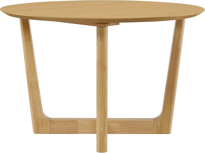CHITA 47-inch Round Dining Table for 4, Modern Kitchen Table with Solid Rubberwood Legs, Easy Assembly Circle Table for Kitchen, Dining Room, Farmhouse(Oak)