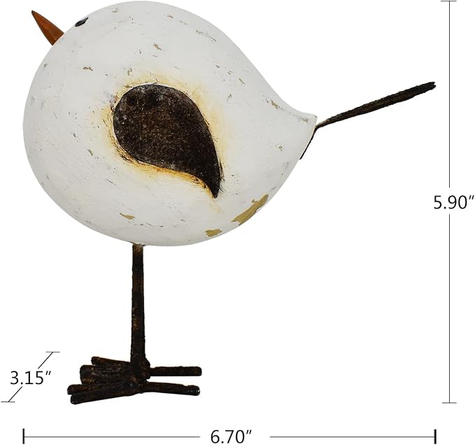 Aecipl Wood Bird Statue Standing Seagull Nautical Decor Coastal Birds Sculpture Indoor Outdoor Animal Figurine Beach Themed Decoration Rustic Home Art for Bedroom Garden (L)