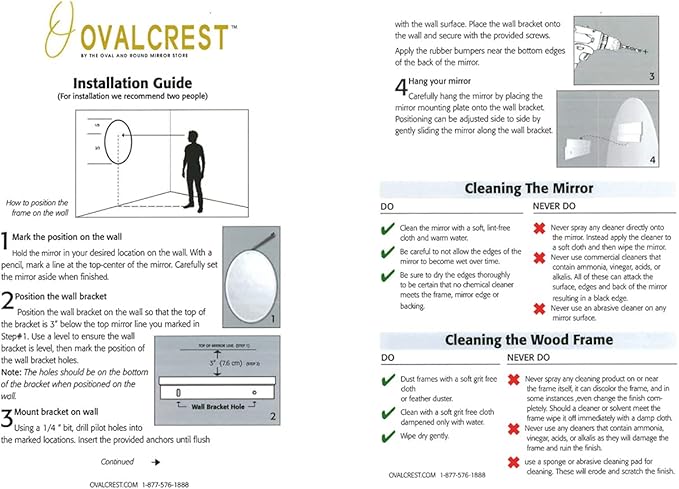 OVALCREST - Oval Wooden Beveled Wall Mirror for Home Decor, Bathroom, Vanity, Bedroom, Living Room, Hallway - London Style (Matte Black) 37.1 x 25.1