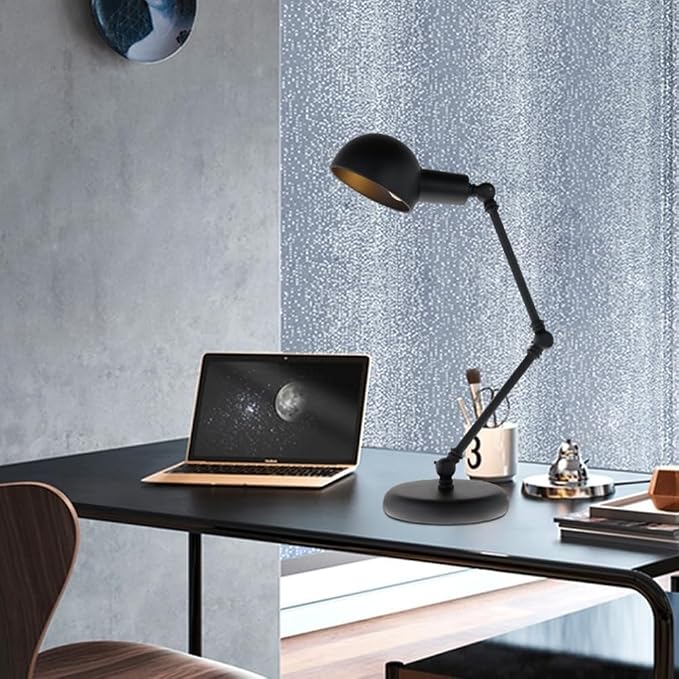 Black Desk Lamp Retro Reading Adjustable Gooseneck Architect Table Swing Arm Bedside Night Stand Lamps for Bedroom End