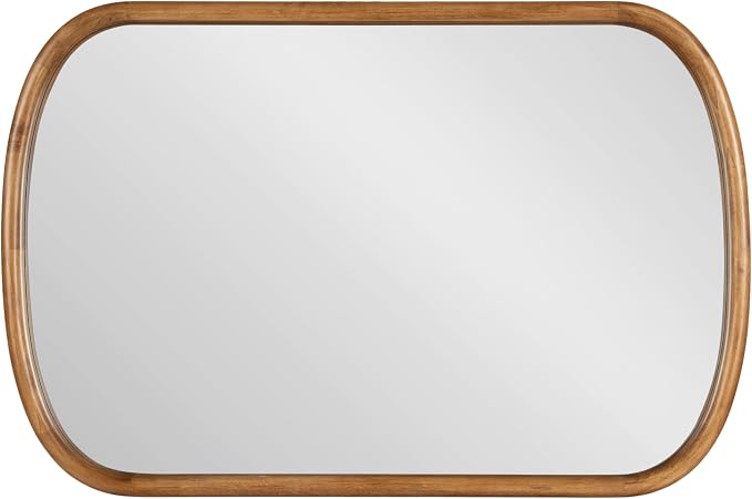 Kate and Laurel Talma Modern Arched Oval Wall Mirror, 24 x 36, Rustic Brown, Transitional Capsule Wall Accent with Solid Poplar Wood Frame for Use as Bathroom Mirror for Over Sink