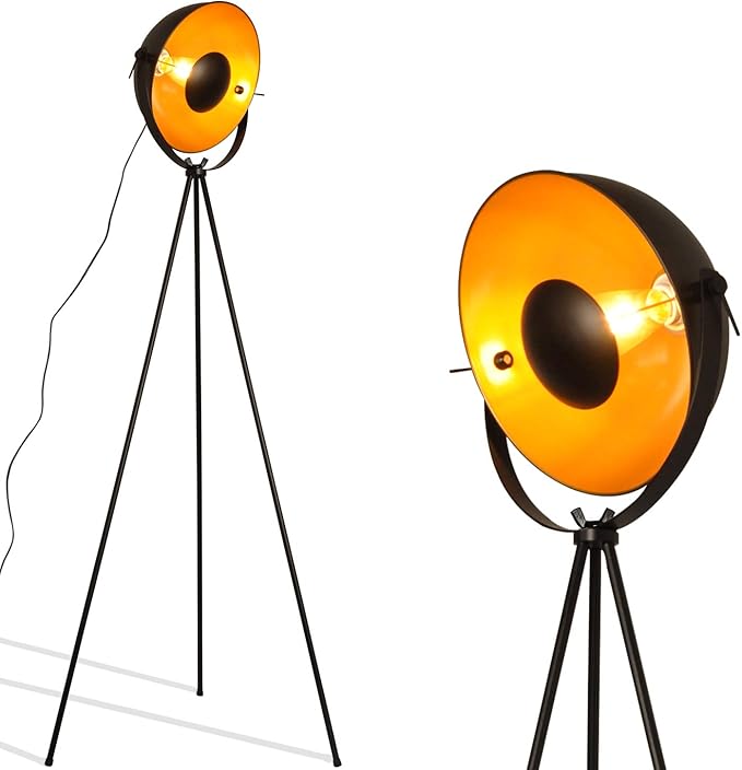 COSYLUX Industrial Tripod Floor Lamp for Living Room, Modern Satellite Tall Standing Lamps for Bedrooms Black Gold (No Bulbs)