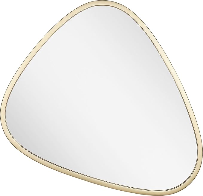 Signature Hardware 484227 Platt 30-3/4" x 33-1/4" Asymmetrical Framed Bathroom Mirror - Satin Brass