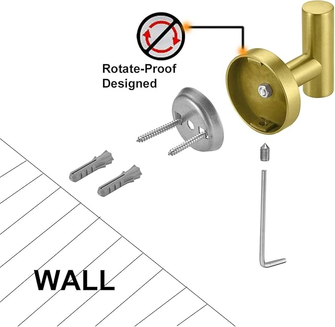 Nolimas Bathroom Towel Hooks, SUS 304 Stainless Steel Coat Hook Round Clothes Towel Coat Robe Hook Cabinet Closet Door Sponges Holder for Bath Kitchen Garage Hotel, Wall Mounted, Brushed Gold, 4Pack