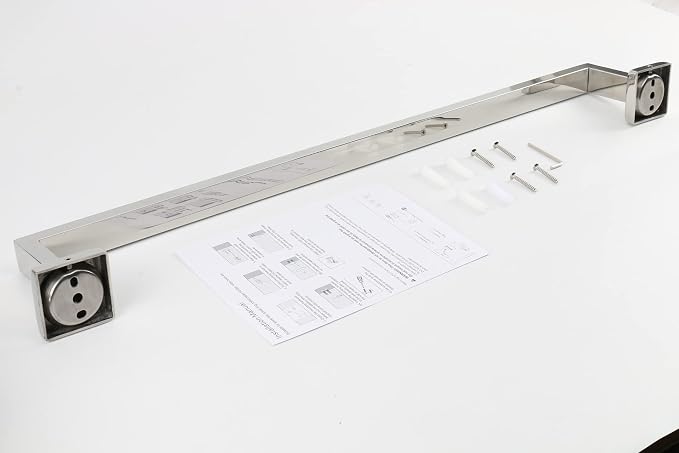 TocTen Bath Towel Rack - Square Base Thicken SUS304 Stainless Steel Towel Bar for Bathroom, Bathroom Accessories Towel Rod Heavy Duty Wall Mounted Towel Holder. (Chrome, 20)